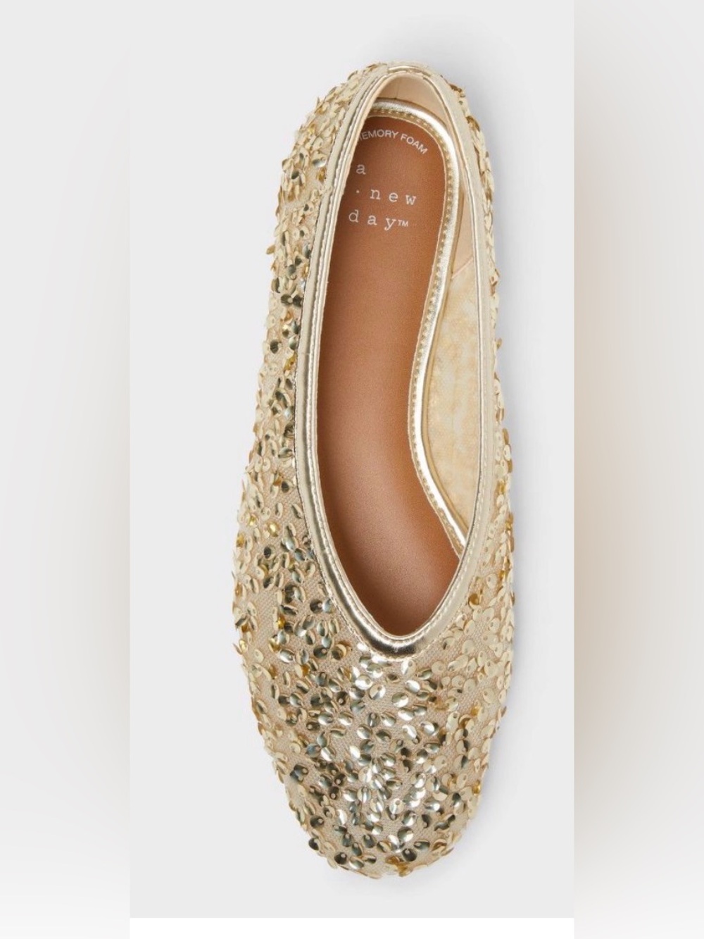 a new day Gold Sequin Embellished Ballet Flat